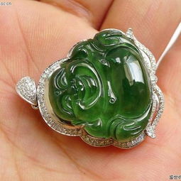 翡翠臻品 A貨滿色陽綠佛公18K金鑲嵌，附證書與復(fù)檢保障，尊享傳世之禮